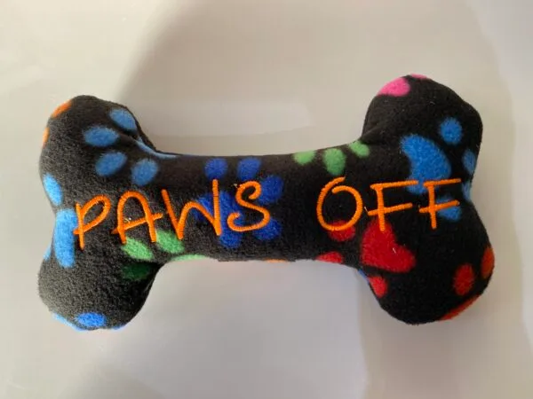 Bone Shape Paws Off Fleece Dog Toy