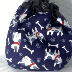 Cotton Navy Dog Treat Bag