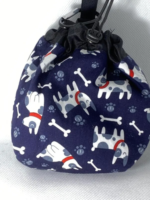 Cotton Navy Dog Treat Bag