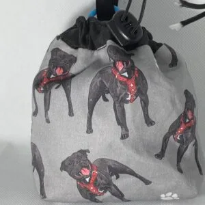 Cotton Grey Staffordshire Dog Treat Bag