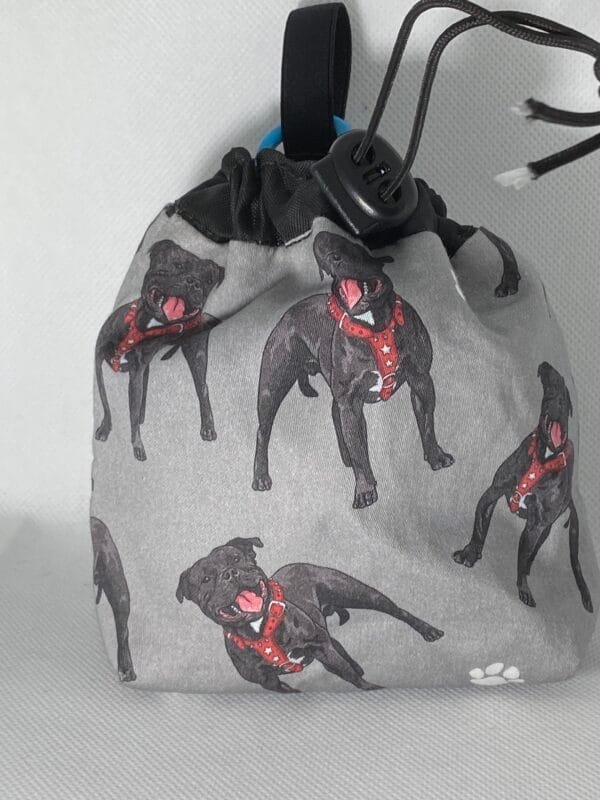Cotton Grey Staffordshire Dog Treat Bag