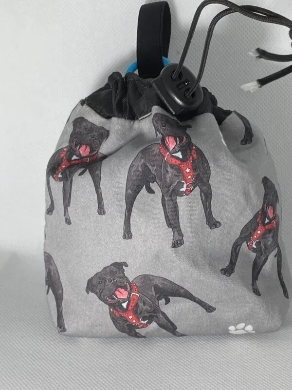 Cotton Grey Staffordshire Dog Treat Bag