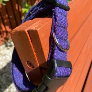Purple Hombre Harris Tweed dog collar