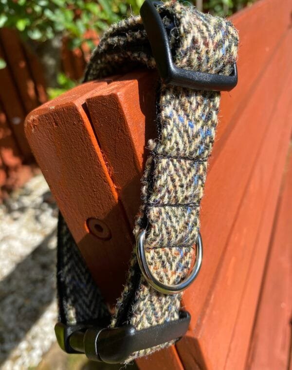 Large Fawn Herringbone Harris Tweed Dog Collar - Image 3
