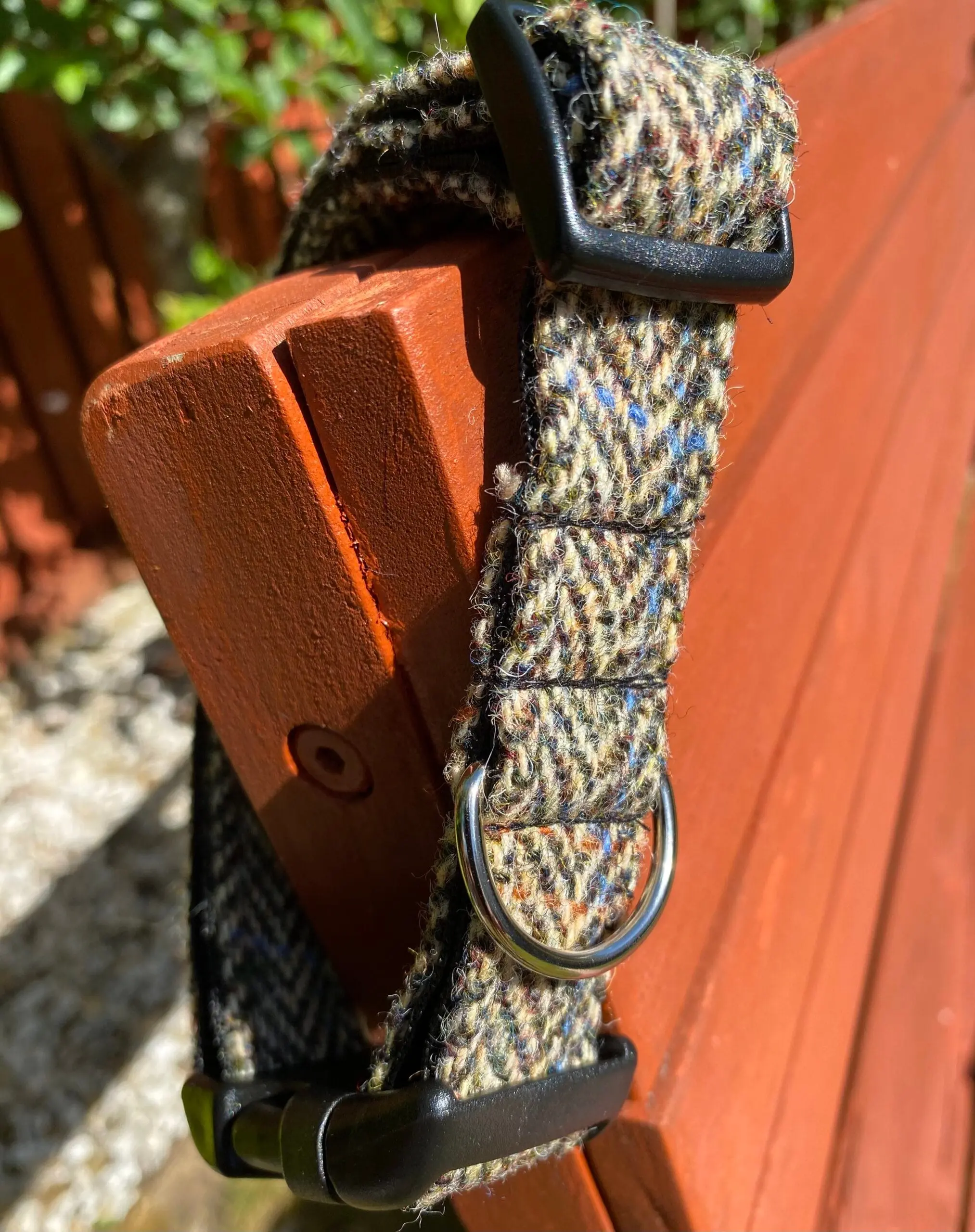 Large Fawn Herringbone Harris Tweed Dog Collar - Image 3