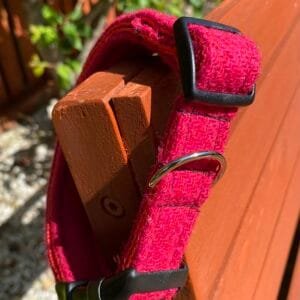 Large Deep Pink Harris Tweed Dog Collar