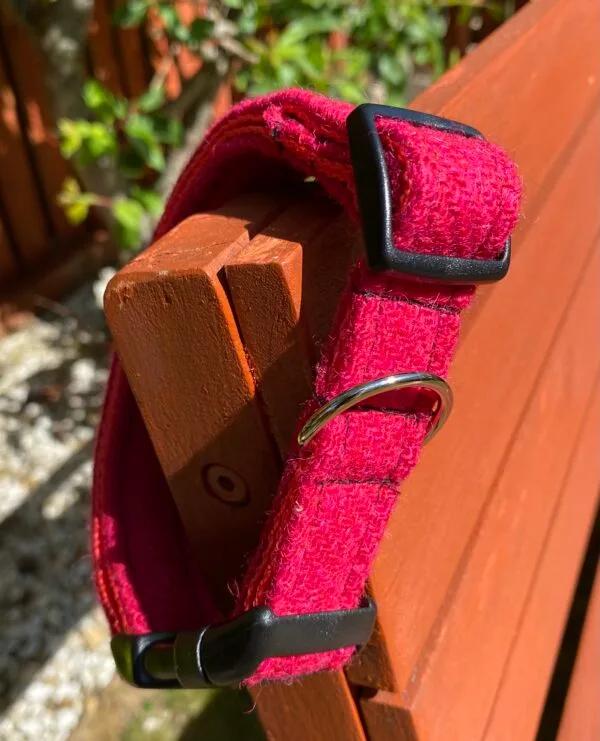 Large Deep Pink Harris Tweed Dog Collar