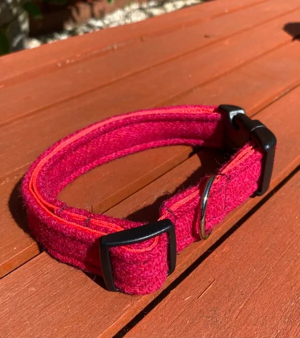 Large Deep Pink Harris Tweed Dog Collar - Image 3