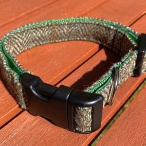 Large Fawn Herringbone Harris Tweed Dog Collar