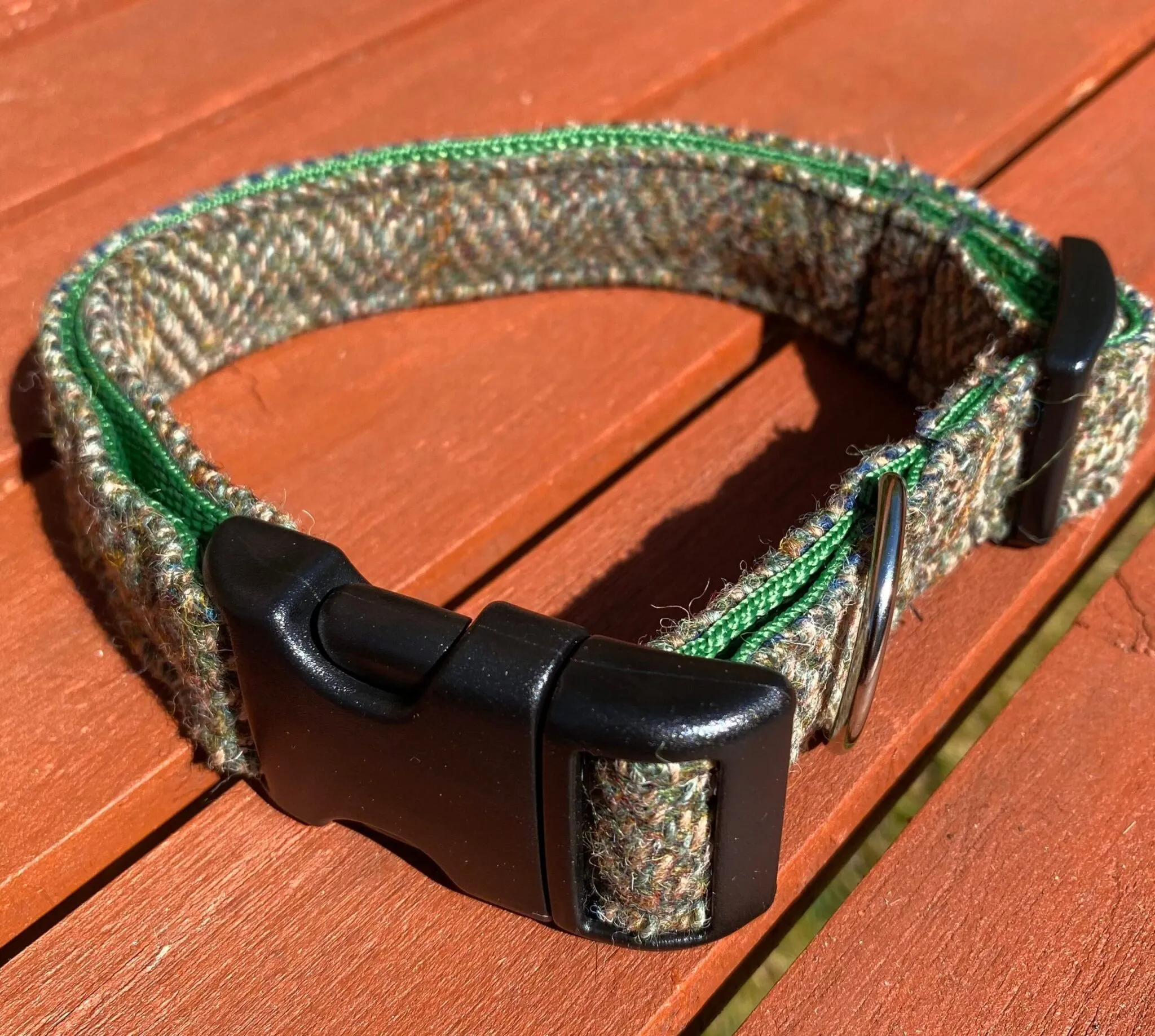 Large Fawn Herringbone Harris Tweed Dog Collar
