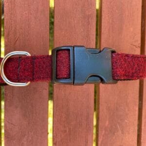 Large Dark Red Harris Tweed Dog Collar
