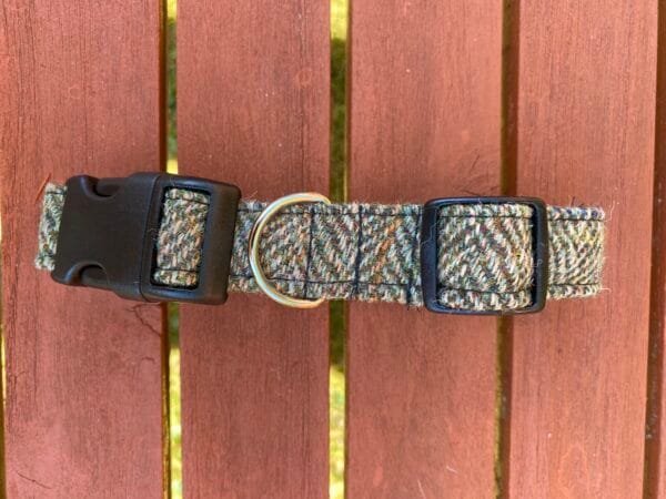Large Fawn Herringbone Harris Tweed Dog Collar - Image 2