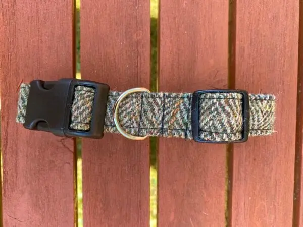 Large Fawn Herringbone Harris Tweed Dog Collar - Image 2