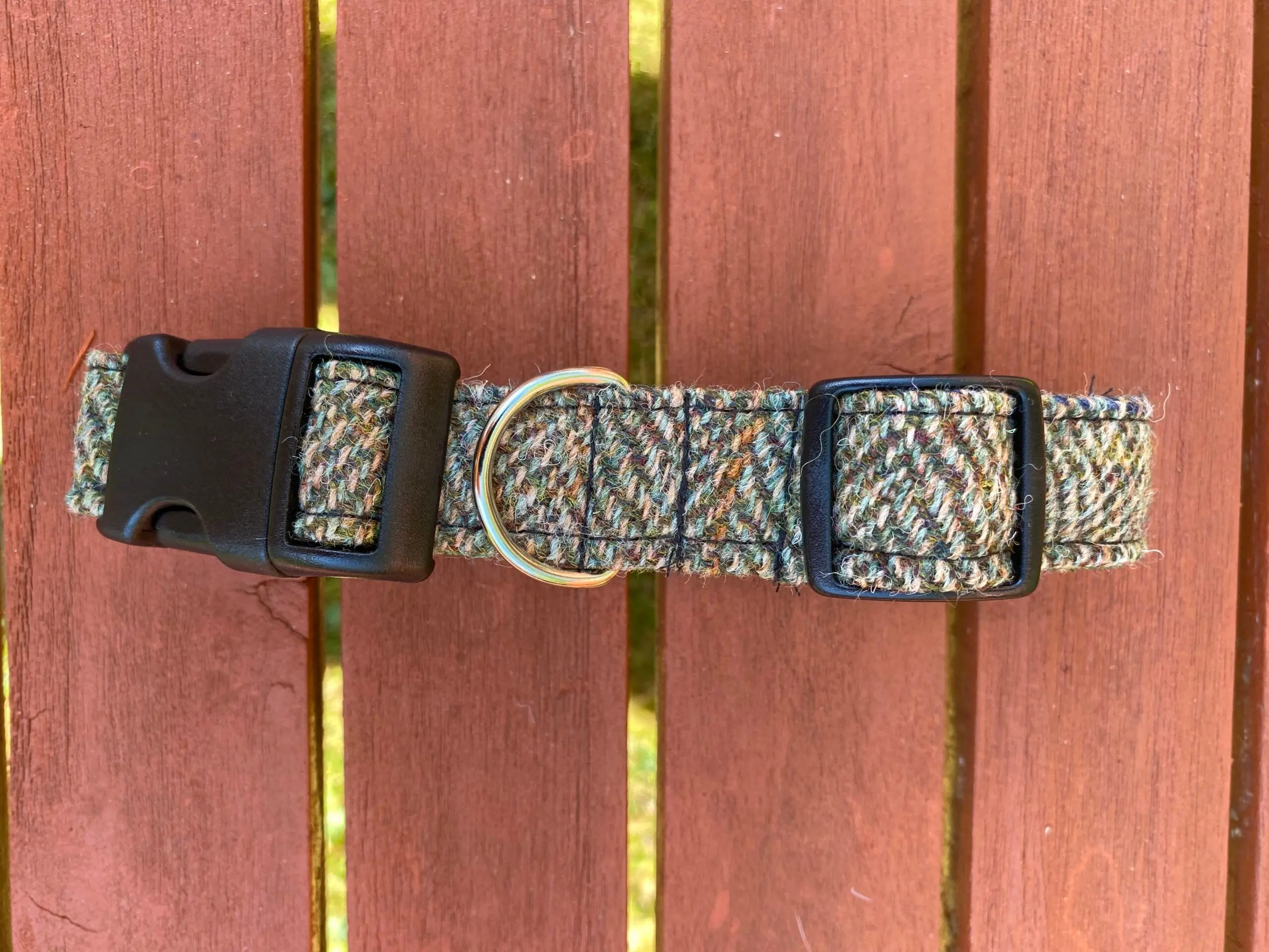 Large Fawn Herringbone Harris Tweed Dog Collar - Image 2