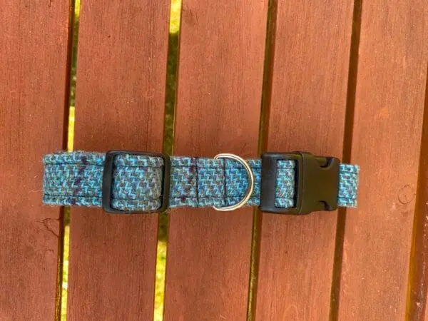 Large Blue Harris Tweed Dog Collar - Image 2