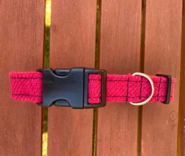 Large Deep Pink Harris Tweed Dog Collar - Image 2