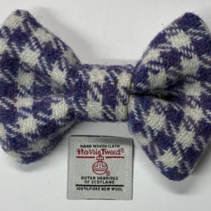 Purple Houndstooth Harris Tweed dog Bow Tie