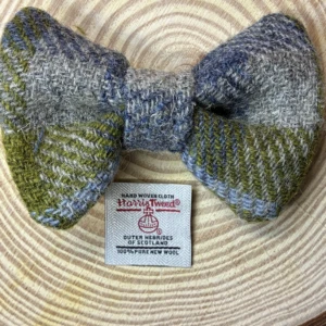 Grey and Green Check Harris Tweed Dog Bow Tie
