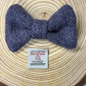 Purple Harris Tweed Dog Bow Tie