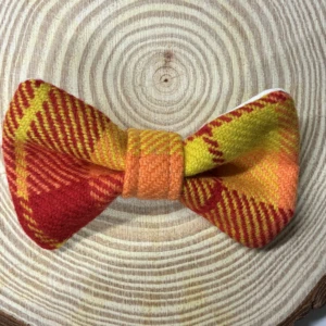 Yellow and Red Tweed Dog Bow Tie