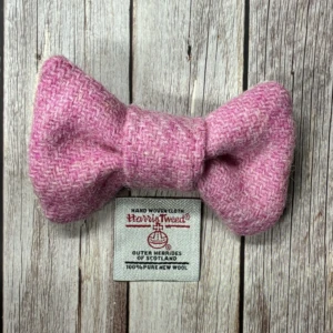 Small Pink Harris Tweed dog Bow Tie