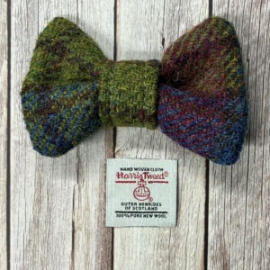 Small Fuit Salad Harris Tweed Dog Bow Tie
