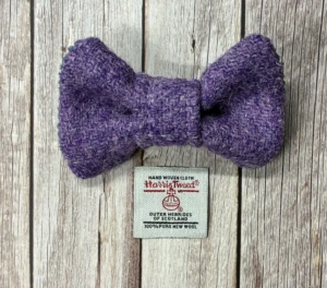 Small Purple Harris Tweed Dog Bow Tie