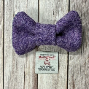 Small Purple Harris Tweed Dog Bow Tie
