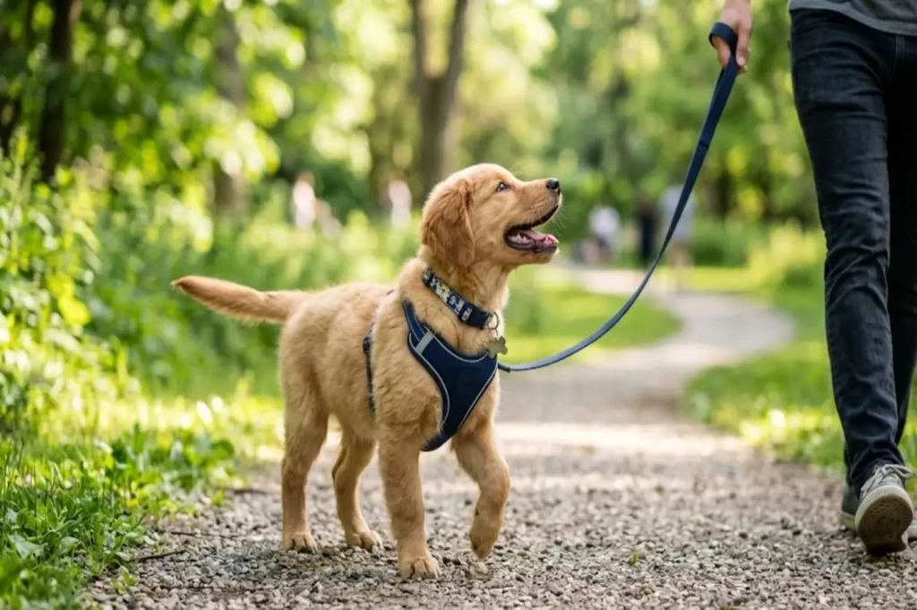 puppy collar and harness for safe and comfortable dog walking